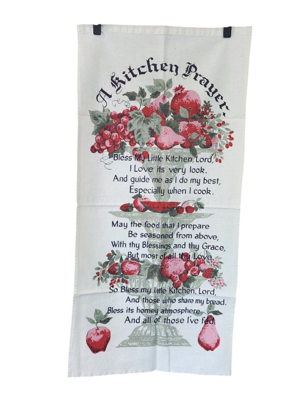 Vintage Tea Towel Kitchen Prayer Towel Fruit Bowl Blessing HouseWarming Gift Bri
